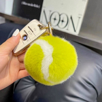 Car Keychain Manufacturer - Cute Tennis Rabbit Fur Plush Ball Pendant