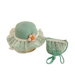 Bucket Hat Manufacturer - Girls' Breathable Mesh Bow Lace Edge Straw