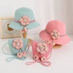 Sun Hat Manufacturer - Girls' Big Brim Flower Beach Hat with Bag