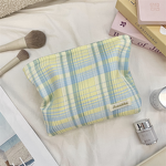 Cosmetic Bag Manufacturer - Cute Printed Plaid Stripes Large Capacity Travel