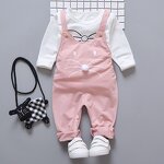 Children's Clothing Set Manufacturer - Girls Cartoon Strap Two-piece 0-4 Years