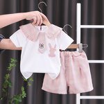 Children's Suit Manufacturer - Girl's Cute Summer Lace Rabbit Tie Two-piece