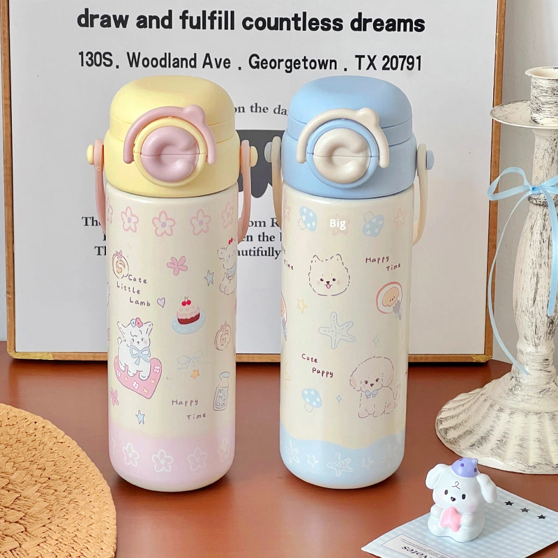 Straw Cup Manufacturer - Cartoon Pop-up Lid Insulated for Students