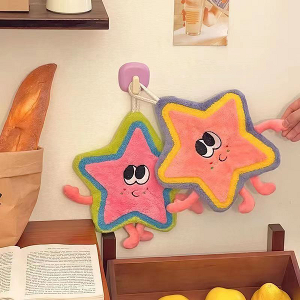 Hand Towel Manufacturer - Star Shape Hanging Embroidery Coral Velvet Thickened