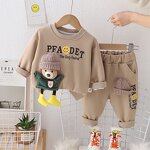 Boys' Sweatshirt Suit Manufacturer - Casual Cartoon Two-Piece 100% Cotton