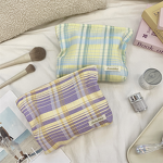 Cosmetic Bag Manufacturer - Cute Printed Plaid Stripes Large Capacity Travel