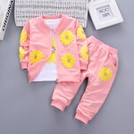 Girls' Sweat Suit Manufacturer - Casual Long Sleeve Three-Piece Polyester/Cotton
