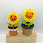 Yarn Sunflower Potted Manufacturer - Handmade Smiling Face Cute Holiday Gift