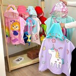Baby Bathrobe Manufacturer - Custom Cartoon Print Hooded Microfiber Poncho