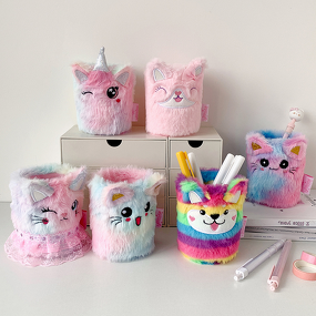 Pen Holder Manufacturer - Cute Cartoon Plush Student Creative Desktop