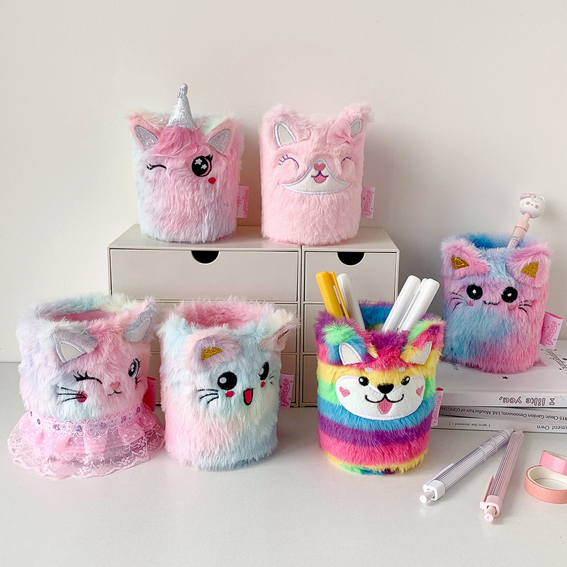 Pen Holder Manufacturer - Cute Cartoon Plush Student Creative Desktop