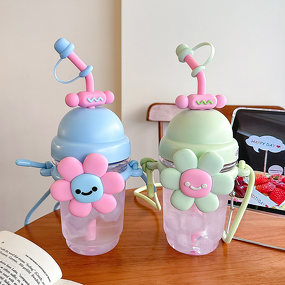 Water Cup Manufacturer - Sunflower Large Capacity Straw Cute PC