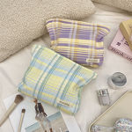 Cosmetic Bag Manufacturer - Cute Printed Plaid Stripes Large Capacity Travel