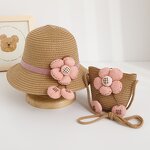 Sun Hat Manufacturer - Girls' Big Brim Flower Beach Hat with Bag