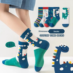 Children's Socks Manufacturer - Boys Mid-Calf Cartoon Dinosaur Polyester