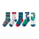 Children's Socks Manufacturer - Boys Mid-Calf Cartoon Dinosaur Polyester