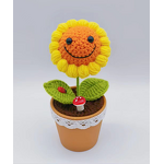 Yarn Sunflower Potted Manufacturer - Handmade Smiling Face Cute Holiday Gift