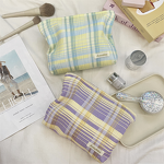 Cosmetic Bag Manufacturer - Cute Printed Plaid Stripes Large Capacity Travel