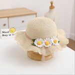 Bucket Hat Manufacturer - Korean Style Baby Girls Woven Straw Sunshade