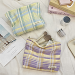 Cosmetic Bag Manufacturer - Cute Printed Plaid Stripes Large Capacity Travel