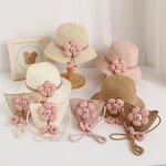 Sun Hat Manufacturer - Girls' Big Brim Flower Beach Hat with Bag