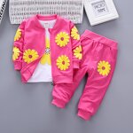 Girls' Sweat Suit Manufacturer - Casual Long Sleeve Three-Piece Polyester/Cotton