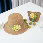 Children's Straw Hat Manufacturer - Bucket Hat with Bag Set Beach Sunshade