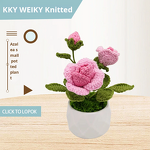Crocheted Plant Manufacturer - Finished Rose Small Potted Home Decoration