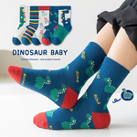Children's Socks Manufacturer - Boys Mid-Calf Cartoon Dinosaur Polyester