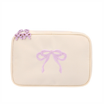 Cosmetic Bag Manufacturer - Portable Embroidered Bow Zipper Fashion