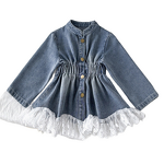 Crocheted Set Manufacturer - Girls' Denim Jacket & Skirt Lace Trim