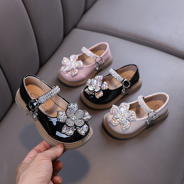 Baby Girls Shoes Manufacturer - Princess Diamond Leather Single Dance