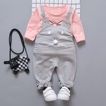Children's Clothing Set Manufacturer - Girls Cartoon Strap Two-piece 0-4 Years