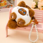 Coin Purse Manufacturer - Cute Cat Bead Chain Pendant Plush Earphone Bag