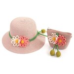 Children's Straw Hat Manufacturer - Bucket Hat with Bag Set Beach Sunshade