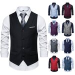 Suit Vest Manufacturer - Casual Solid Single Breasted Cotton V-neck Gilet