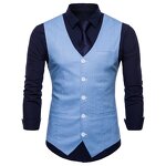 Suit Vest Manufacturer - Single Breasted Formal Solid Casual Flax Chalecos