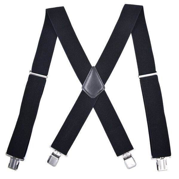 Suspenders Manufacturer - Wholesale 5cm Width Solid Adjustable 4 Clip X-Back Heavy Duty
