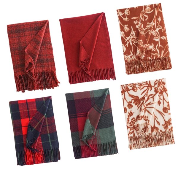 Winter Scarf Manufacturer - Classic Unisex Red Check Shawl for Festival