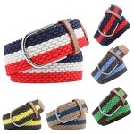Elastic Belt Manufacturer - Knitted Canvas Stretch Braided Striped Pattern Custom Logo