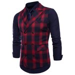 Suit Vest Manufacturer - Formal Lattice Double Breasted Red Cotton Gilet