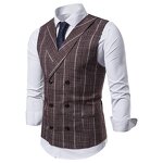 Men Vest Manufacturer - Smart Casual Striped Double Breasted Cotton Formal