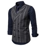 Men Vest Manufacturer - Smart Casual Striped Double Breasted Cotton Formal