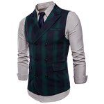 Suit Vest Manufacturer - Formal Lattice Double Breasted Red Cotton Gilet