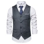 Suit Vest Manufacturer - Casual Solid Single Breasted Cotton V-neck Gilet