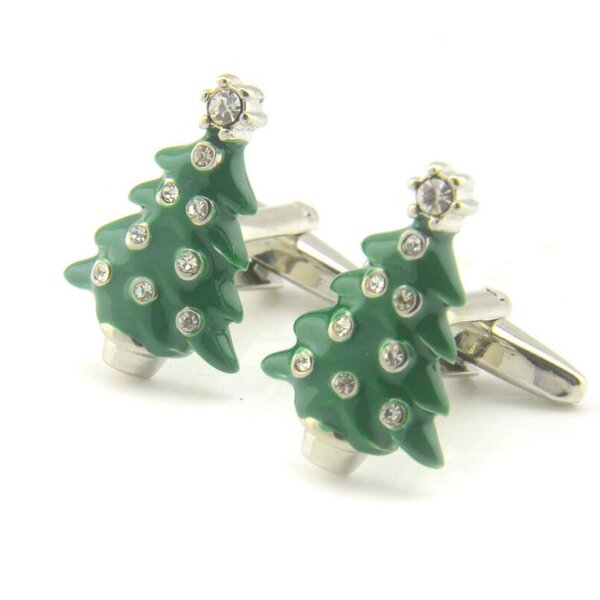 Christmas Cufflinks Manufacturer - Wholesale Funny Tree Brass Sublimation