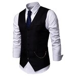 Men Vest Manufacturer - Casual Formal Single Breasted Solid Cotton with Chains