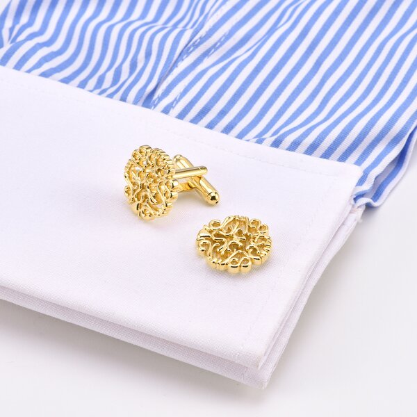 Cuff Link Set Manufacturer - Custom Golden with Logo Button for Gift Occasions