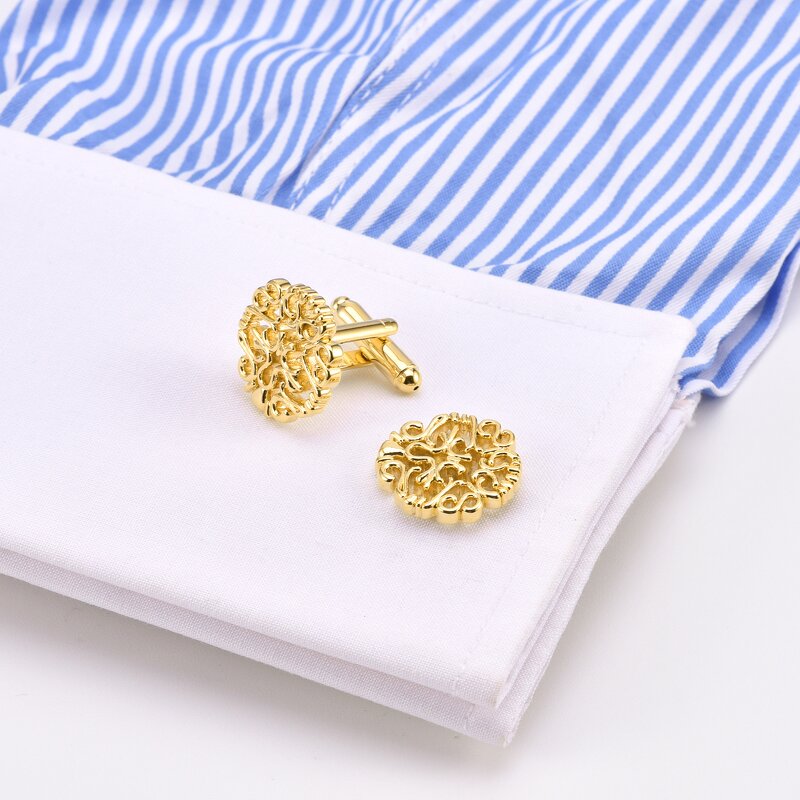 Cuff Link Set Manufacturer - Custom Golden with Logo Button for Gift Occasions