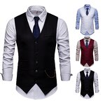 Men Vest Manufacturer - Casual Formal Single Breasted Solid Cotton with Chains